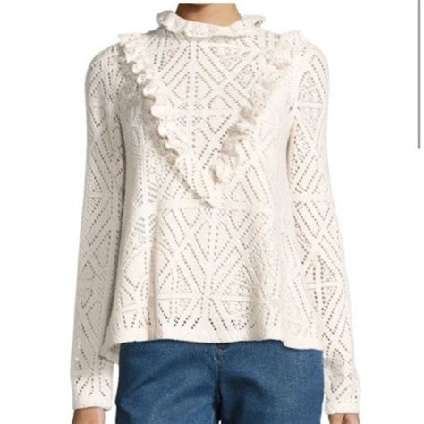 see by chloe high neck crochet top